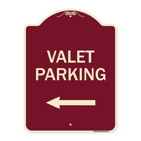 Valet Parking with Left Arrow Heavy-Gauge Aluminum Architectural Sign, 24" x 18", BU-1824-22750